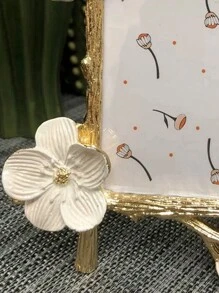 Pink White Plum Blossom Floral Picture Frame 4x6, European Vintage Photo Frame Made Of Metal For Table Top Display, Home Decor, Retro Photo Frame - A - 查看 6