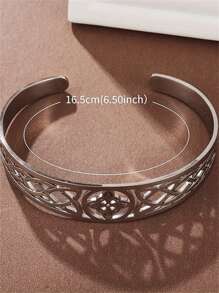 SeuSuk 1pc Adjustable Open Cuff Bracelet With Witch Knot Design, Stainless Steel Celtic Occult Amulet Jewelry, Birthday Gift For Men & Women