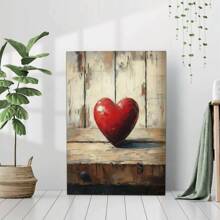 1 Pc Beating Heart Wooden Framed Canvas Painting Thickness