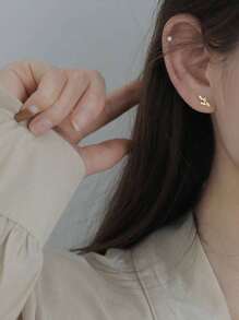 1 Par de pendientes de plata de ley 925 con diseño de hoja de trigo y circonita cúbica, regalo de joyería creativa para amigos, Día de los Caídos - espigas de trigo - Ver 2