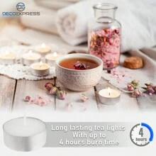 Deco Express Tealight Candles Multipack Of 100 Burning Time 4 Hours Tea Lights - White - View 2