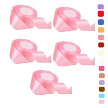 5 Rollos Liston Satinado Para Rosas Eternas Moños Navidad Regalos Decoraciones Manualidades 110 Metros 5 Piezas De 4 Cm Color Morado Rojo Rosa Dorado Beige Durazno Fiucsa Verde W5899 ROSA