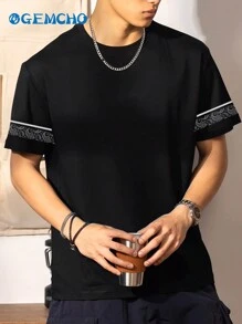 GEMCHO Men's Vintage Streetwear Silhouette Illusion Thermal Imaging Character Printed Short Sleeve T-Shirt, Summer, School - Black - View 3