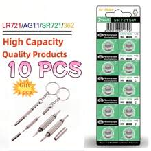 高容量 10 -50 件 AG11 SR721SW 362 361 162 纽扣手表电池 0%Hg 无汞纽扣电池适用于手表玩具遥控器带 1 个螺丝刀礼物