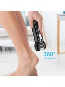 电动足部老茧去除器，可充电便携式电子足部锉刀修脚工具，电动老茧去除套装，专业足部护理，适用于死皮、硬裂干性皮肤，是理想的礼物，足部按摩器 - 黑色 - 查看 1