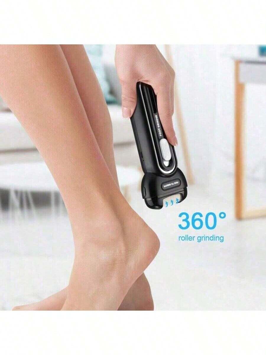 电动足部老茧去除器，可充电便携式电子足部锉刀修脚工具，电动老茧去除套装，专业足部护理，适用于死皮、硬裂干性皮肤，是理想的礼物，足部按摩器 - 黑色 - 查看 1
