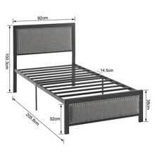 VECELO Metal Platform Bed Frame With Upholstered Headboard, Metal Slat Support, No Box Spring Needed, Easy To Assembly - Grey - View 7