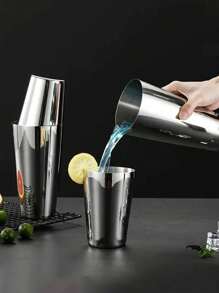 2pcs/Set Stainless Steel Silver Boston Cocktail Drink Stirrer Mixer, Easy To Use Beverage Mixing Cup, Suitable For Home, Restaurant, Bar And Party, Great Gift For Men