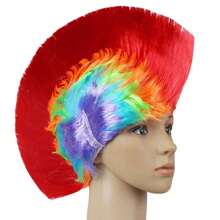 Carnival, Party Punk Style Colorful Fluffy Synthetic Mohawk Wig For Costume Play, Cosplay, Festival - Multicolor - View 4