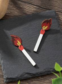 1 paire Boucles d'oreilles pendantes en bois créatives et intéressantes pour femmes, design allumette, choix de cadeau parfait pour les fêtes et les assortiments quotidiens