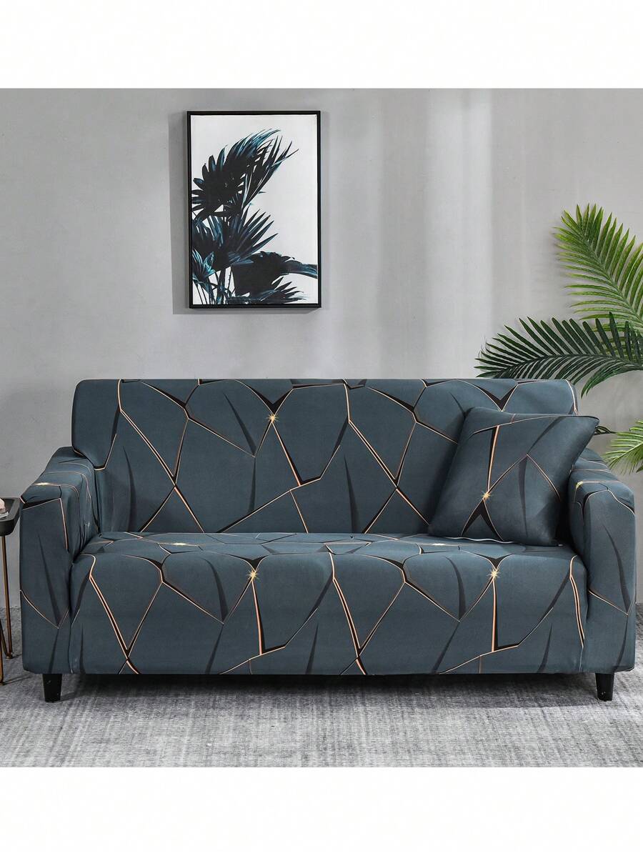 1pc Stretch Full Coverage Sofa Cover, Modern Style Made Of Polyester Fiber, Machine Washable, Protects Sofa From Dust And Dirt - Dark Green - View 1