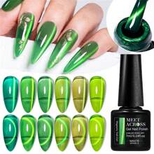 MEET ACROSS 绿玉果冻猫磁性凝胶抛光可浸泡 UV LED 春夏清漆半永久性指甲艺术用于修甲设计圣帕特里克节