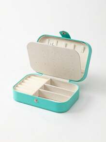 1 pieza Caja de almacenamiento de joyas de cuero PU, caja de almacenamiento de joyas con estilo de botón, caja de colección de joyas, caja de almacenamiento de anillos