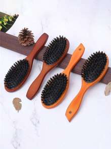 1 Peça Escova de Cerdas Naturais Pente Anti-Estático Oval Para Penteado Escova de Cabelo Com Cabo de Madeira Para Mulheres e Homens, Pente de Faia Natural Escova de Cabelo Para Cabelos Cacheados, Grossos, Longos, Secos e Úmidos, Desembaraçador, Escovas de Massagem