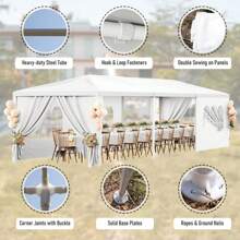 Carpa de fiesta blanca de 10X30 pies, carpas para exteriores para fiestas, resistente y impermeable, cenador de patio con 5 paredes laterales desmontables para bodas, barbacoas, eventos, fiestas de cumpleaños, vacaciones, jardín y Navidad - Blanco - Ver 4