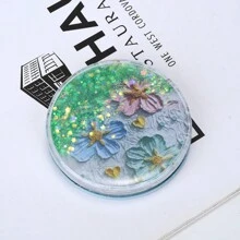 1pc/2pcs/4pcs Folding Double-Sided Mirror Glitter Small Mirror Folding Handheld Pocket Mirror Portable Travel Pocket Makeup Mirror For Pockets, Bags And Travel Gifts Birthday Graduation