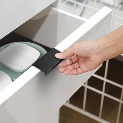 5 Packungen Schwarz Griffleisten für Schränke, Garderobe, Schubladen, Küchenschrankhgriffe, moderne verdeckte Zuggriffe aus Aluminium in matter Schwarzoptik für Schranktüren