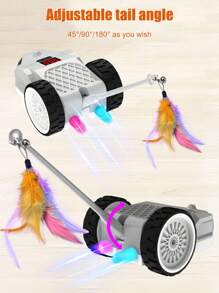 New Electric Raccar Automatic Cat Toy, Wireless Remote Control Rotating Mouse Moving Toy, 360 Degree Rotation, Silicone Tail To Attract Cats - White - View 8