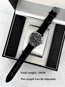 Pablo Raez 1pc Casual Man Watch Luminous Gentleman Wristwatch Stainless Steel Silver Luxury Black Soft & Comfortable Microfiber Leather Fashion Big Dial Quartz Clock Retro-Style For Man With Date 50M Waterproof Brand New Male Wristwatch Sports Casual Fashion Nice Gifts For Friend Or Family Father Presents Fit For Daily Life/Work/Party Decorations Dress Watch Birthday Gifts - 銀色 - 查看 7