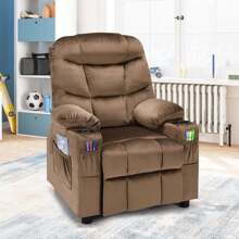 Kids Recliner Chair Velvet Adjustable Sofa Chair Gaming Lounge Chair - Coklat - View 6