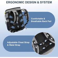 Mochila térmica aislada a Prueba de Fugas, 33/45 latas, 2 Compartimentos aislados, Bolsa térmica portátil, Ligera, para Viajes en la Playa, Camping, Almuerzo para Hombres y Mujeres - Lata de Gray-45 - Ver 8