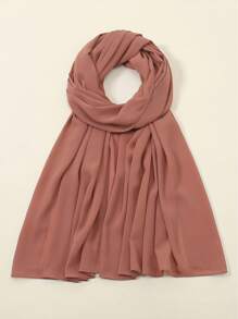 1pc Plain Pleated Chiffon Scarf, Women's Daily Headscarf, Women's Dress Accessory - Solid Color - View 17