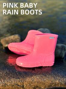 男童、女童纯色经典防水雨靴，经典时尚，防滑耐用，适合儿童户外活动，雨天防水，脏了容易清洗，适合四季 - 粉色 - 查看 1