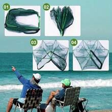 1PCS Foldable Fishing Trap- 2025 Upgraded Fishing Kits, -Fishing Net For Minnow Fish Shrimp Crawfish Crab - Army Green - View 3