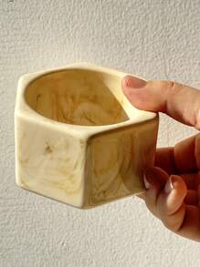 1 件米色扎染厚六角形树脂手镯，时尚复古优雅女士珠宝配饰，适合派对、秋冬