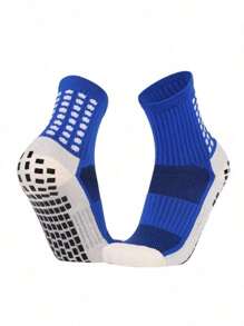 Men's Compression Sock Kit High-Top Anti-Slip Football Cotton High Quality Ventilation - Biru - View 2