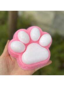 全新粉色猫爪设计减压玩具，柔软可挤压发条玩具，毛绒柔软立方体