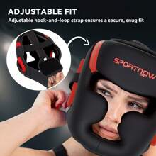 SPORTNOW Boxing Headguard, Boxing Headgear Helmet With Adjustable Strap For Full Face Protection For Kickboxing Sparring Martial Arts Karate Taekwondo, Red - Red - View 4