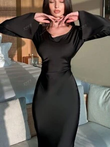 Rochie Eleganta Si Subtire Din Satin Pentru Doamne, Rochie De Seara