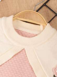 2024 Autumn/Winter New Girls Ruffled Collar Oversized Sweater Children Warm Base Knitted Pullover Toddler Versatile Cute Pink Knitwear - Pink - View 3