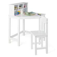 Kids Corner Desk & Chair Set Children Study Table With Chair - White - View 1