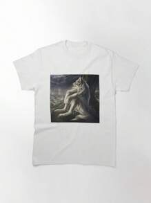 Emo Wolf Sitting Classic T-Shirt, Women's T-Shirt, 220g Pure Cotton, Casual Crew Neck, Perfect For Casual Days And Social Events. - White - View 1