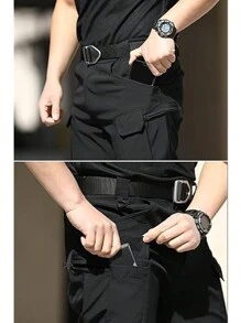 Multi-Pocket Military Tactical Pants For Men - Black - View 10