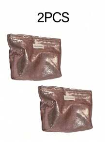1 pieza Bolsa de maquillaje portátil, elegante y brillante de gran capacidad, bolsa de almacenamiento de maquillaje para viajes, bolsa de aseo organizadora, adecuada para artículos de tocador, cosméticos, brochas de maquillaje, accesorios, viajes, almacenamiento en el hogar, artículos esenciales para el viaje, suministros para dormitorios, regalos de novia para bodas, regalos para mujeres, regalos para mejores amigos, regalos de cumpleaños, recuerdos, artículos esenciales para el hogar, se puede usar en el baño, la sala de estar o el dormitorio, con estilo bohemio, para vacaciones en la playa, colección de baño, colección de dormitorio, gran capacidad
