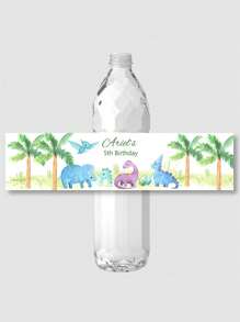 30 etiquetas personalizadas para botellas de agua de cumpleaños con diseño de dinosaurios, pegatinas temáticas de dinosaurios y animales personalizadas para decoraciones de fiesta de baby shower - Multicolor - Ver 5
