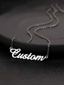 1PC Personalized Simple DIY Name Necklace Stainless Steel Neck Accessories Jewelry Parts (Customized Only In English) Back To School Winter Gift Ideas Boy Girl Valentine's Day, Groomsmen Gifts, Wedding Items, Bridesmaid Gifts