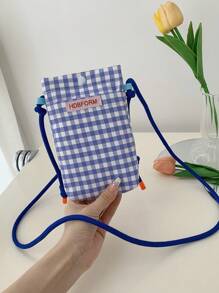 Canvas Plaid Phone Bag Small Vertical Style Crossbody Bag Fashionable & Versatile Phone Bag For Women Wallet Purse Wallet