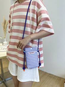 Canvas Plaid Phone Bag Small Vertical Style Crossbody Bag Fashionable & Versatile Phone Bag For Women Wallet Purse Wallet