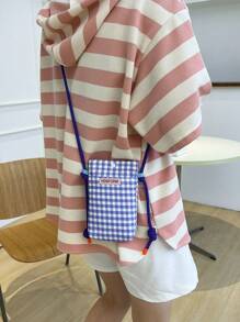 Canvas Plaid Phone Bag Small Vertical Style Crossbody Bag Fashionable & Versatile Phone Bag For Women Wallet Purse Wallet