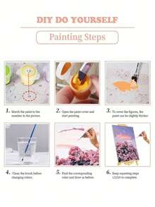 1 套豹纹 DIY 数字油画套装，精心设计的油画让您表达个性化，释放创造力，无需绘画基础即可创作精美艺术品，40*50 厘米 - 黑色 - 查看 5