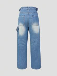 American Street Retro Washed-Blue Denim Pants Spring And Summer Cowgirl Women's Loose Straight Leg Casual Boyfriend Pants Wide Leg Mop Trousers Long Jeans - Light Wash - View 2