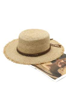 LEAJOURNO. 1PC Spring/Summer Women's New Solid Color Korean VersionBritish-Inspired Top Hat, Outdoor Travel, Beach Sunscreen Hat, Sun Hat