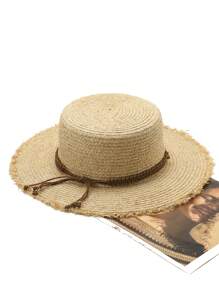 LEAJOURNO. 1PC Spring/Summer Women's New Solid Color Korean VersionBritish-Inspired Top Hat, Outdoor Travel, Beach Sunscreen Hat, Sun Hat