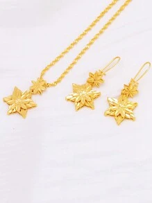 Conjunto de joyas bañado en oro de 22 quilates, pendientes y collar de novia con estilo árabe, decoración de fiesta de noche para mujer, joyería de lujo