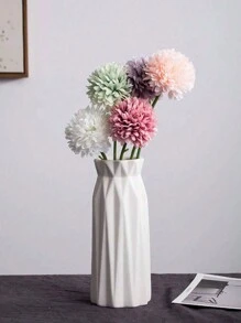 1pc Plastic Vase, Nordic Style Vase, Minimalist Decor Vase, Ceramic-Like Vase, Flower Vase, Shatterproof Vase, Flower Container, Dry Flower Vase, Flower Pot, Flower Basket, Wedding Bedroom Home Decor Vase Gifts Birthday Graduation