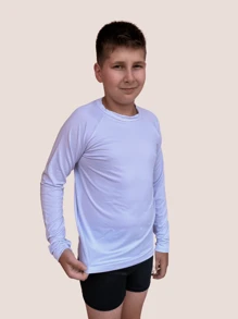 Kids UV Shirt Sun Protection Long Sleeve Thermal Unisex 2-3-4-6-8-10-12-14-16 Lavin Basic - trắng - Xem 3